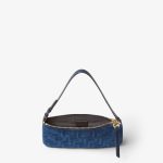 FENDI Flat Baguette Pouch Blue flocked FF denim pouch with shoulder strap - Image 3